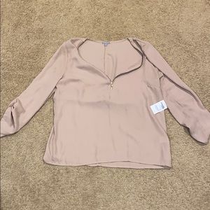 Tan shirt with zipper